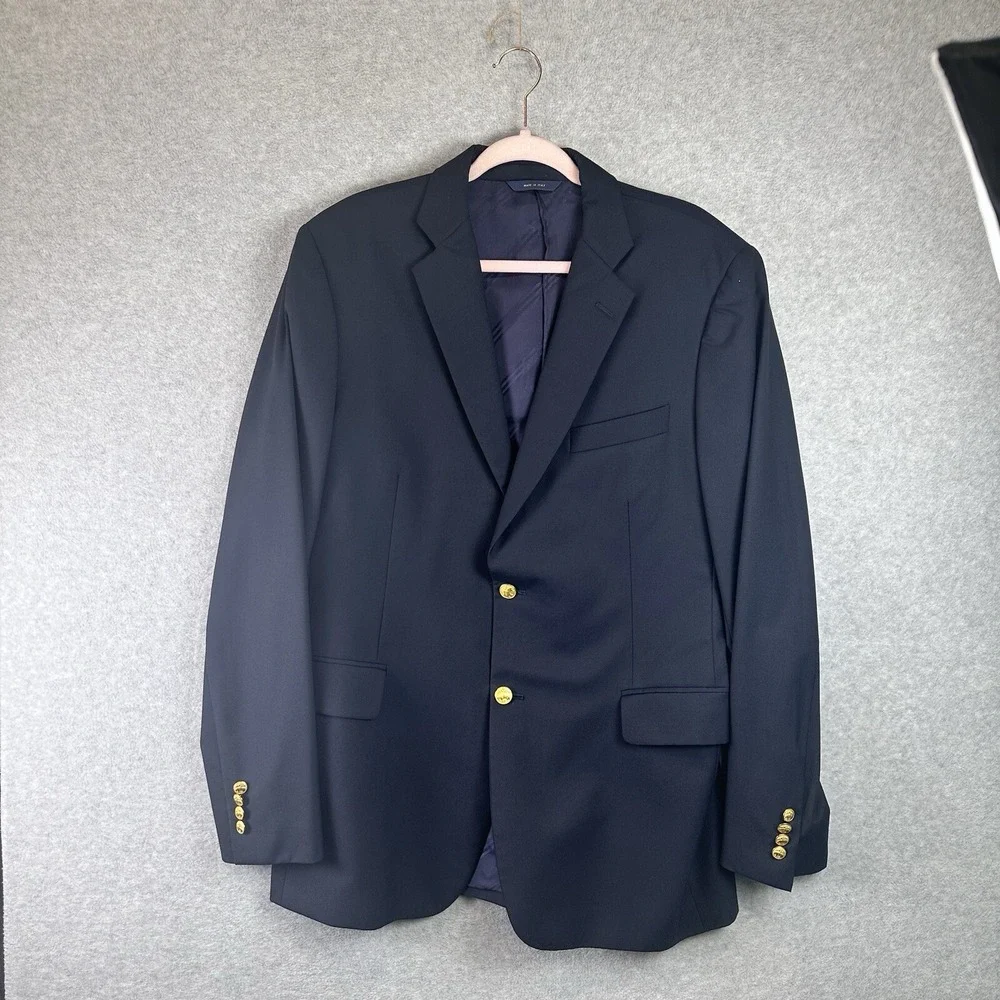 BROOKS BROTHERS 1818 Madison LORO PIANA WOOL Sport Jacket Blazer Dark Blue 43L